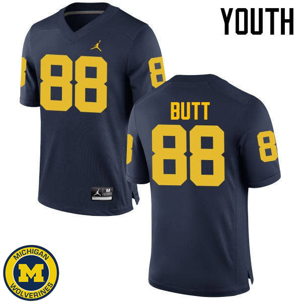 Youth Michigan Wolverines #88 Jake Butt Navy Stitched Football Jersey